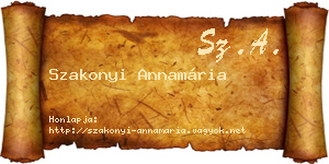 Szakonyi Annamária névjegykártya